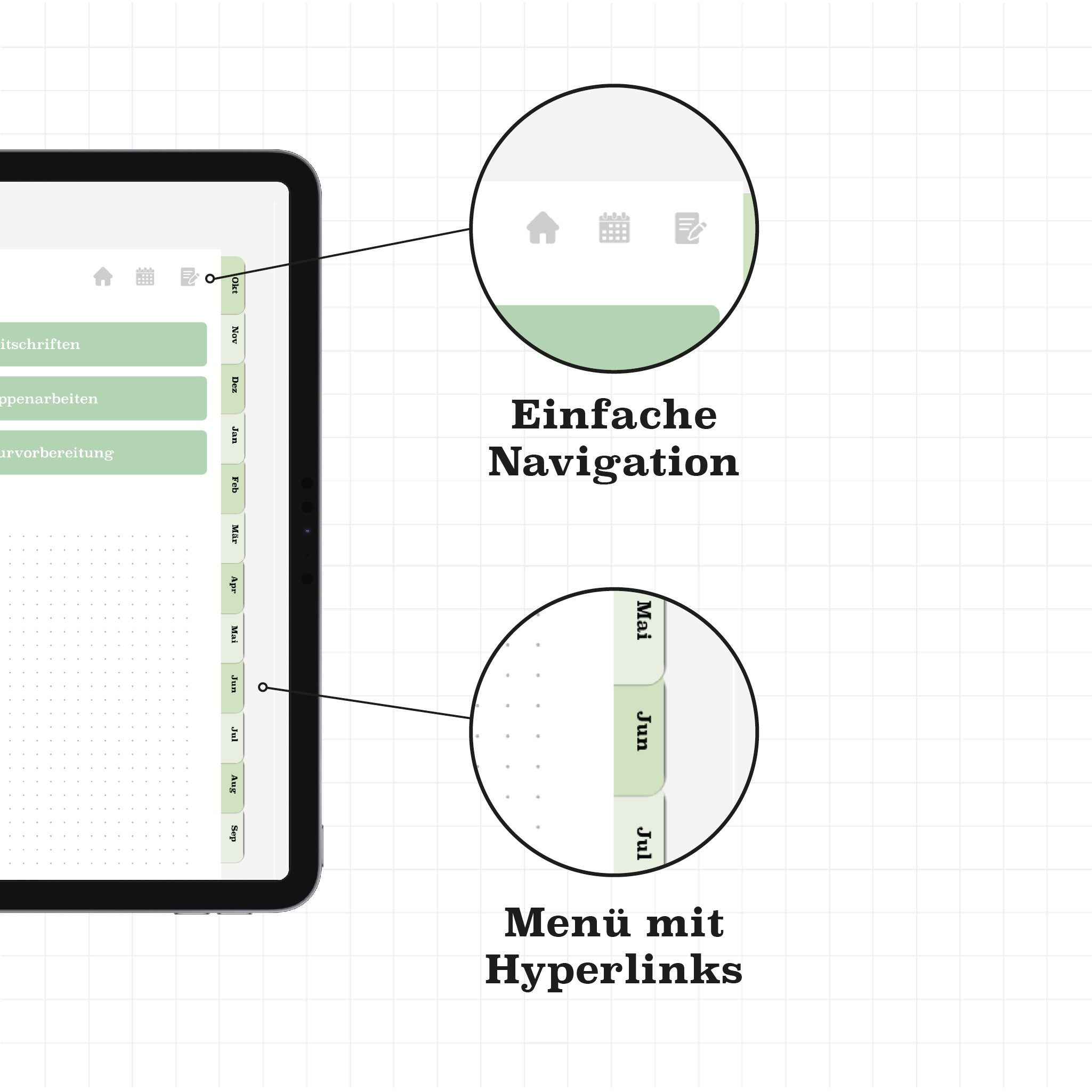 Digitaler Planer mit Hyperlinks für GoodNotes