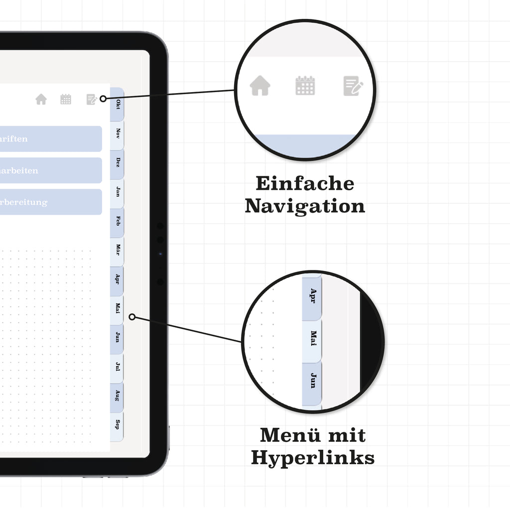 Digitaler Planer mit Hyperlinks für GoodNotes