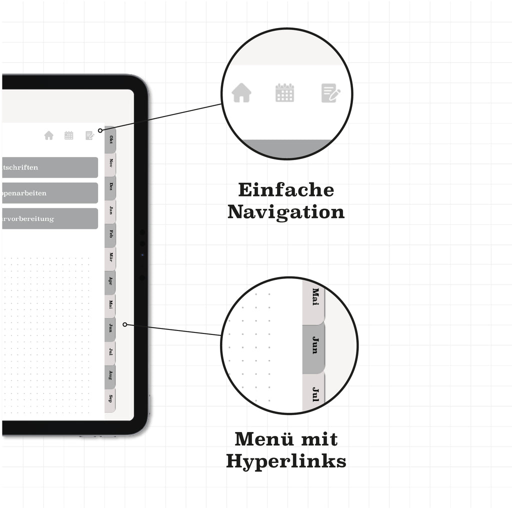 Digitaler Planer mit Hyperlinks für GoodNotes
