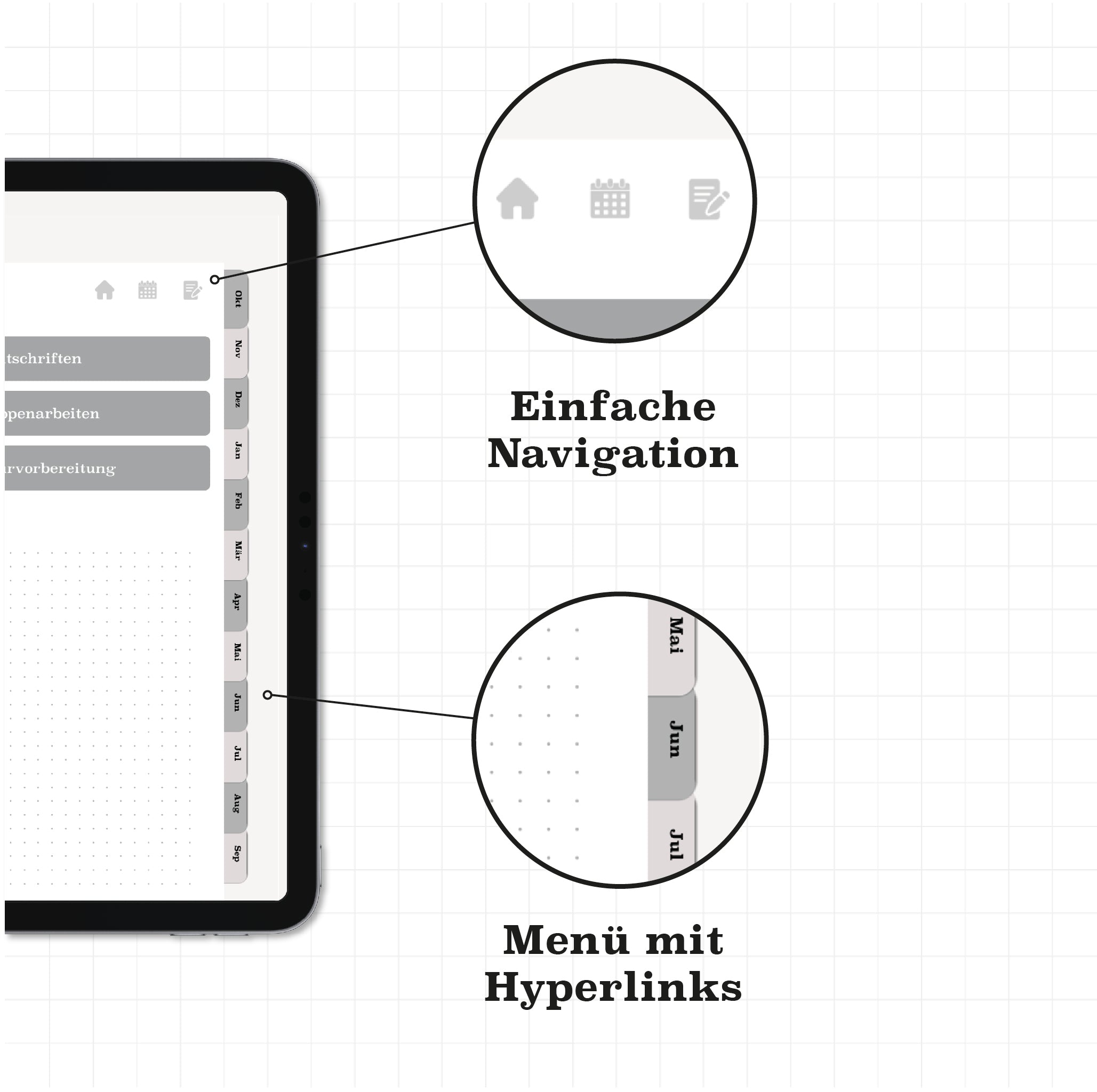Digitaler Planer mit Hyperlinks für GoodNotes
