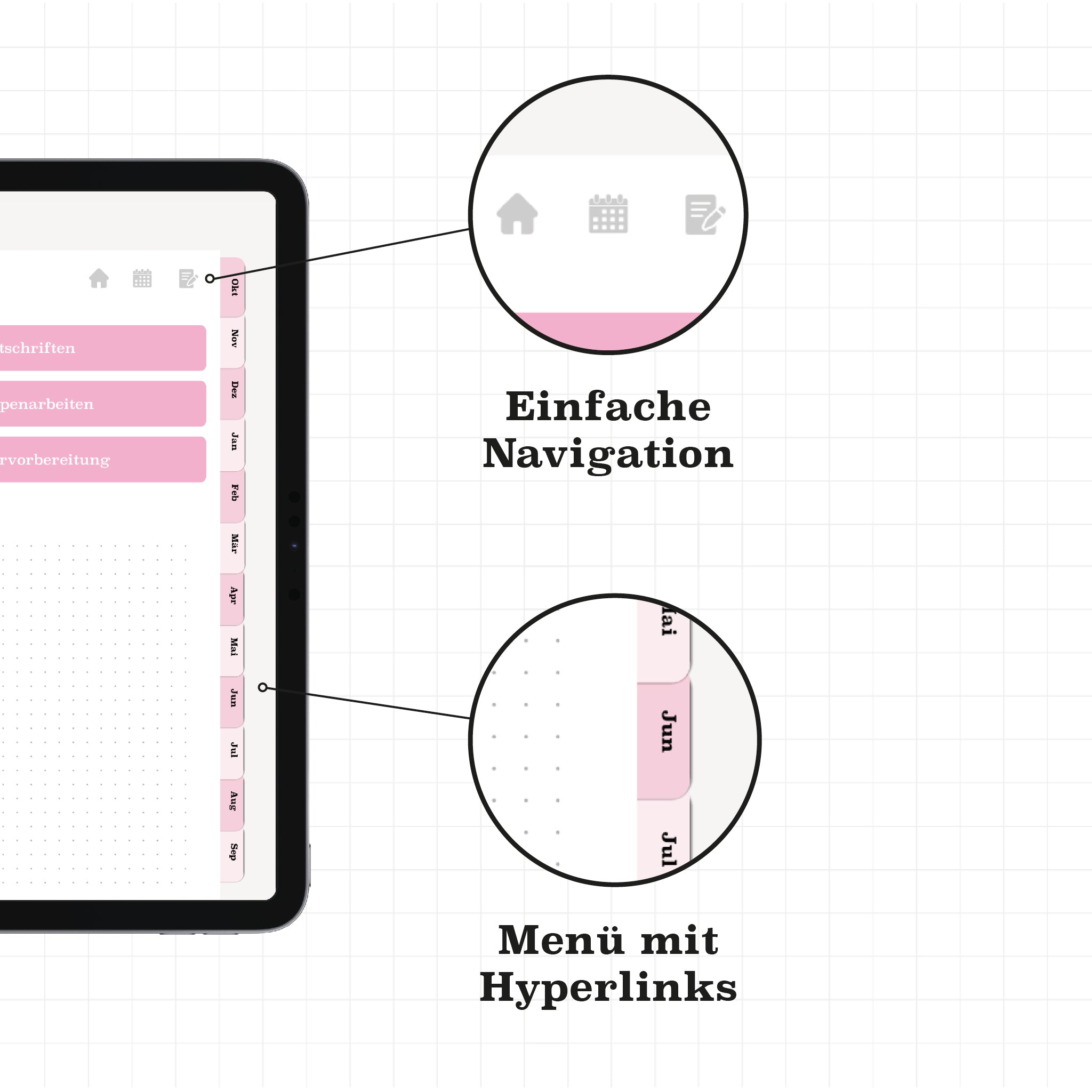 Digitaler Planer mit Hyperlinks für GoodNotes
