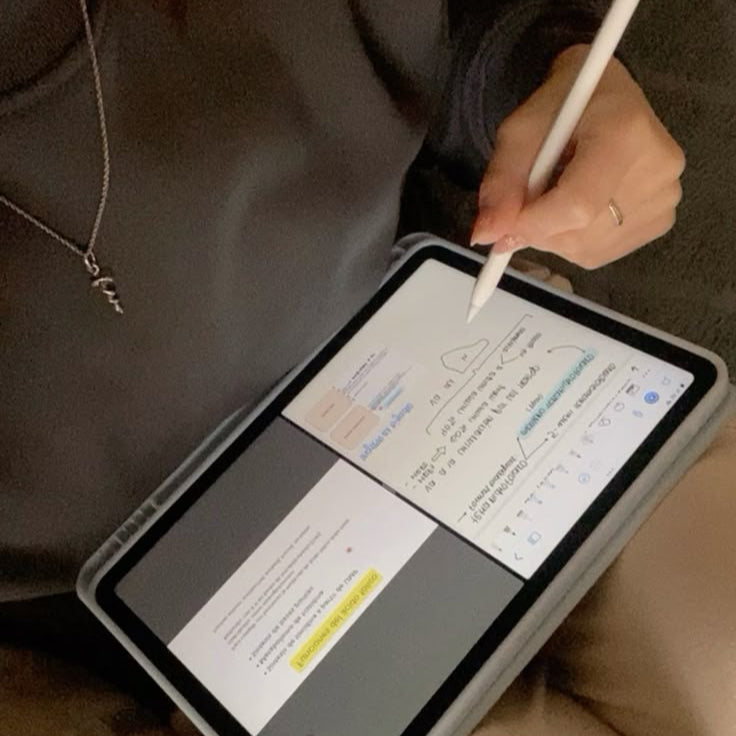 Student benutzt seinen digitalen Semesterplaner auf seinem Ipad mit GoodNotes und einem Apple Pencil